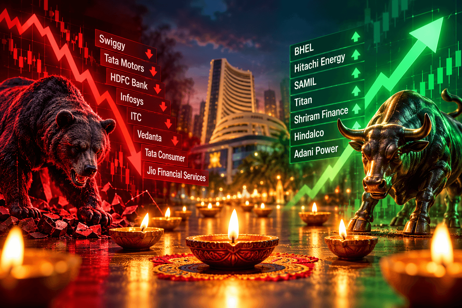 Diwali blues: 83 largecap stocks plunge up to 60% since Samvat 2082. Can bluechips light up D-Street in the new year?