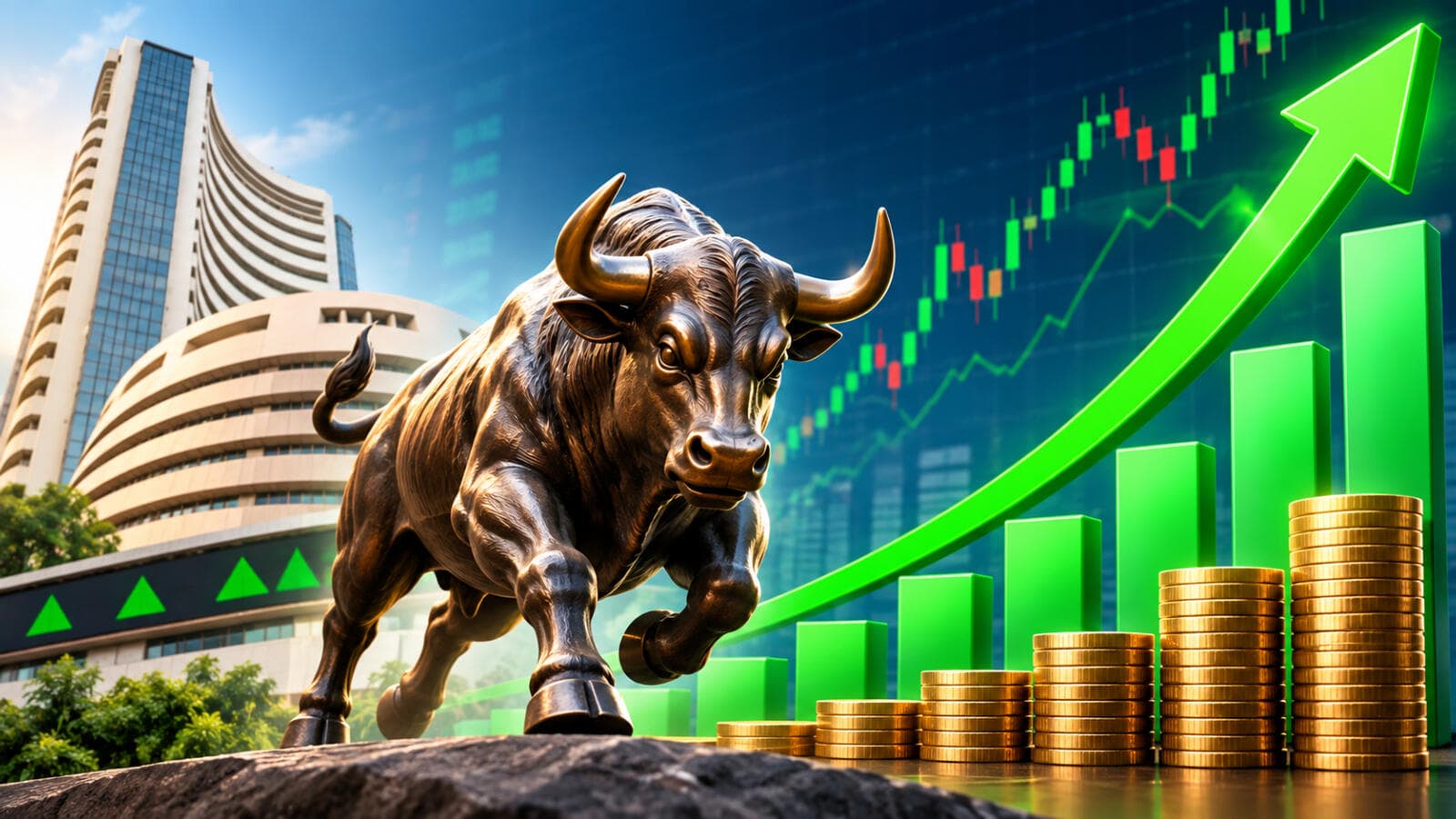 Sensex rises 308 points, Nifty above 23,000 even as broader markets crash. Will D-Street bulls extend recovery next week?