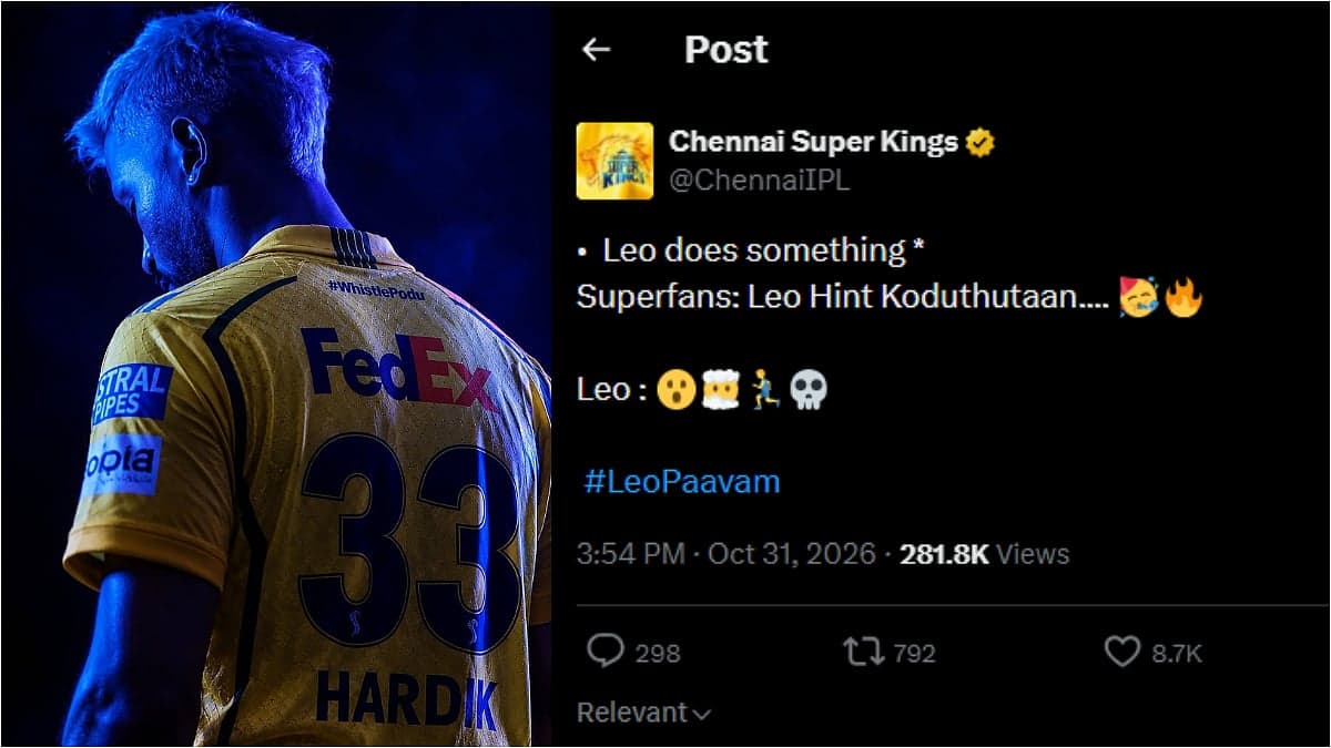'Blue To Yellow': CSK Fans Decode Leo's Latest Hint, Speculate About Hardik Pandya Joining Chennai Super Kings Again