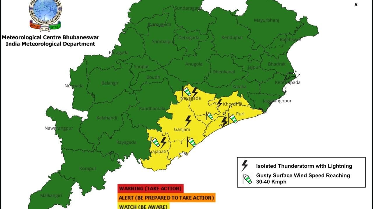 Odisha weather update: IMD issues four-day thunderstorm warning for five districts