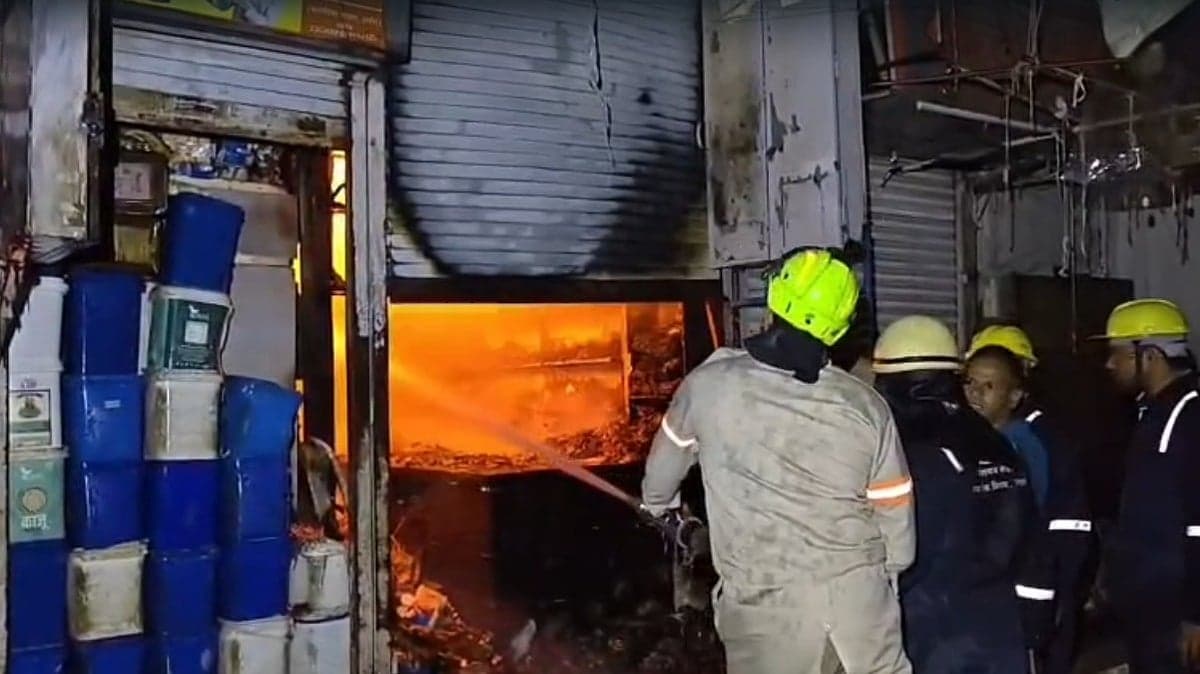 Massive Fire Guts Three-Storey Puja And Grocery Shop In Indore’s Marothia Bazaar, Goods Worth Lakhs Destroyed, Firefighters Battle Blaze For 3 Hours