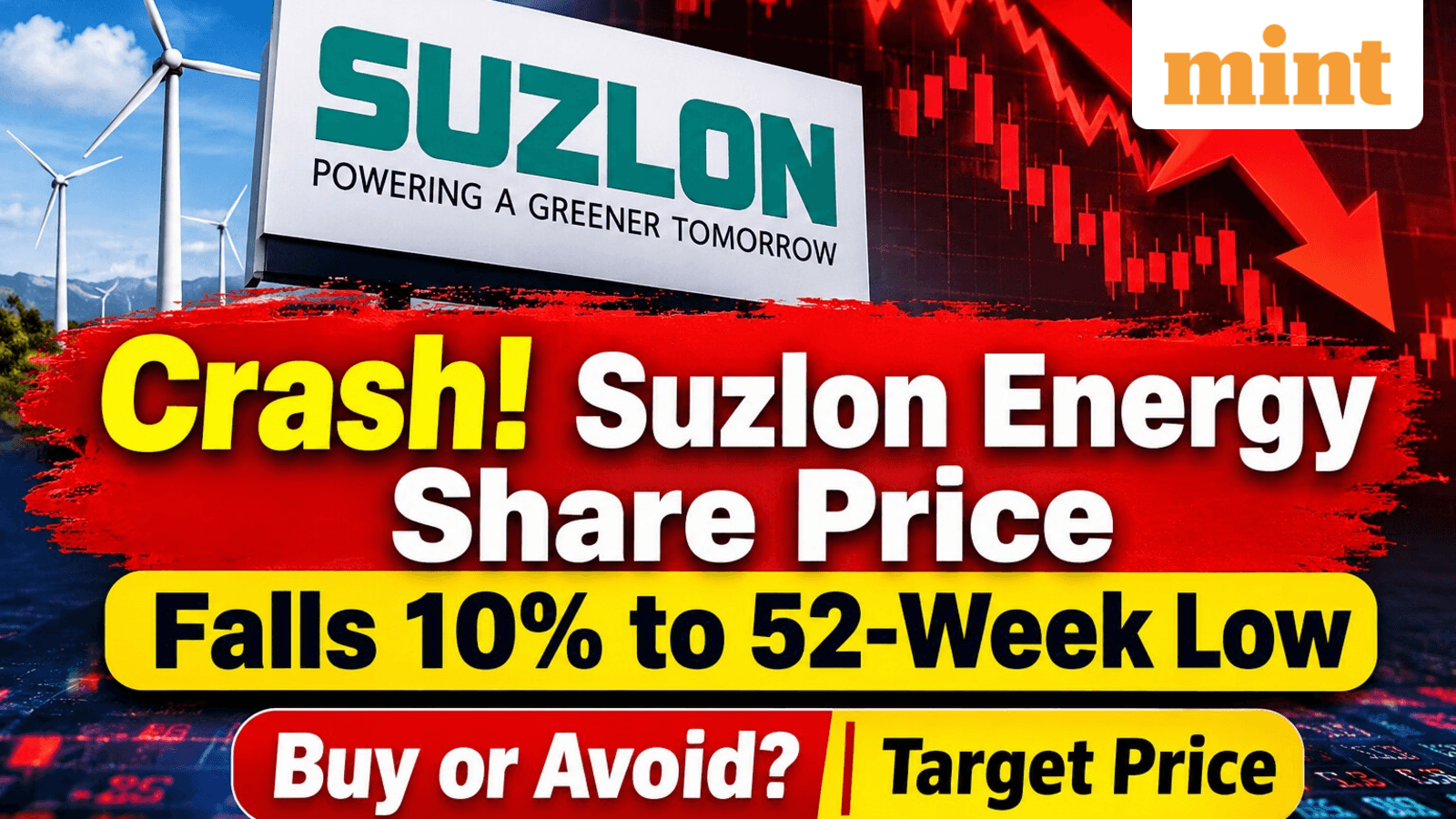Crash! Suzlon Energy share price: Stock tanks 10% to 52-week low after weak Q2 results 2026: Buy or avoid? Target price